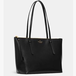 NWOT Kate Spade ♠️ Black Pebbled Leather Tote With a Secure Top Zip Closure